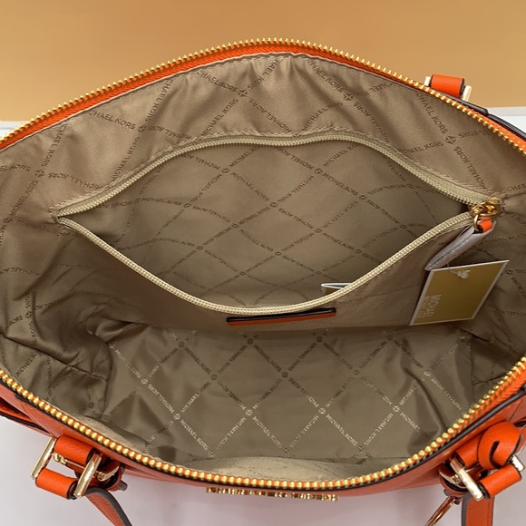 MICHAEL KORS Jet Set Large Crossgrain Leather Top-Zip Charlotte Tote Bag… - Picture 12 of 14